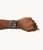 Machine Three-Hand Date Brown Leather Watch