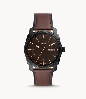 Machine Three-Hand Date Brown Eco Leather Watch - FS5901 - Fossil