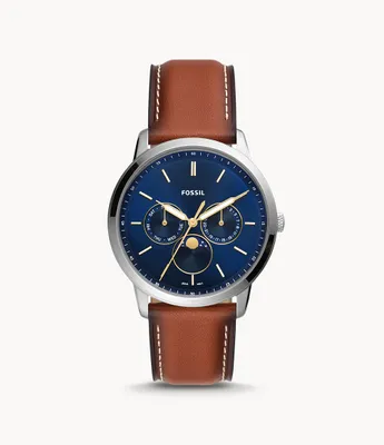 Montre multifonctionnelle Neutra Moonphase en cuir LiteHideMC brun