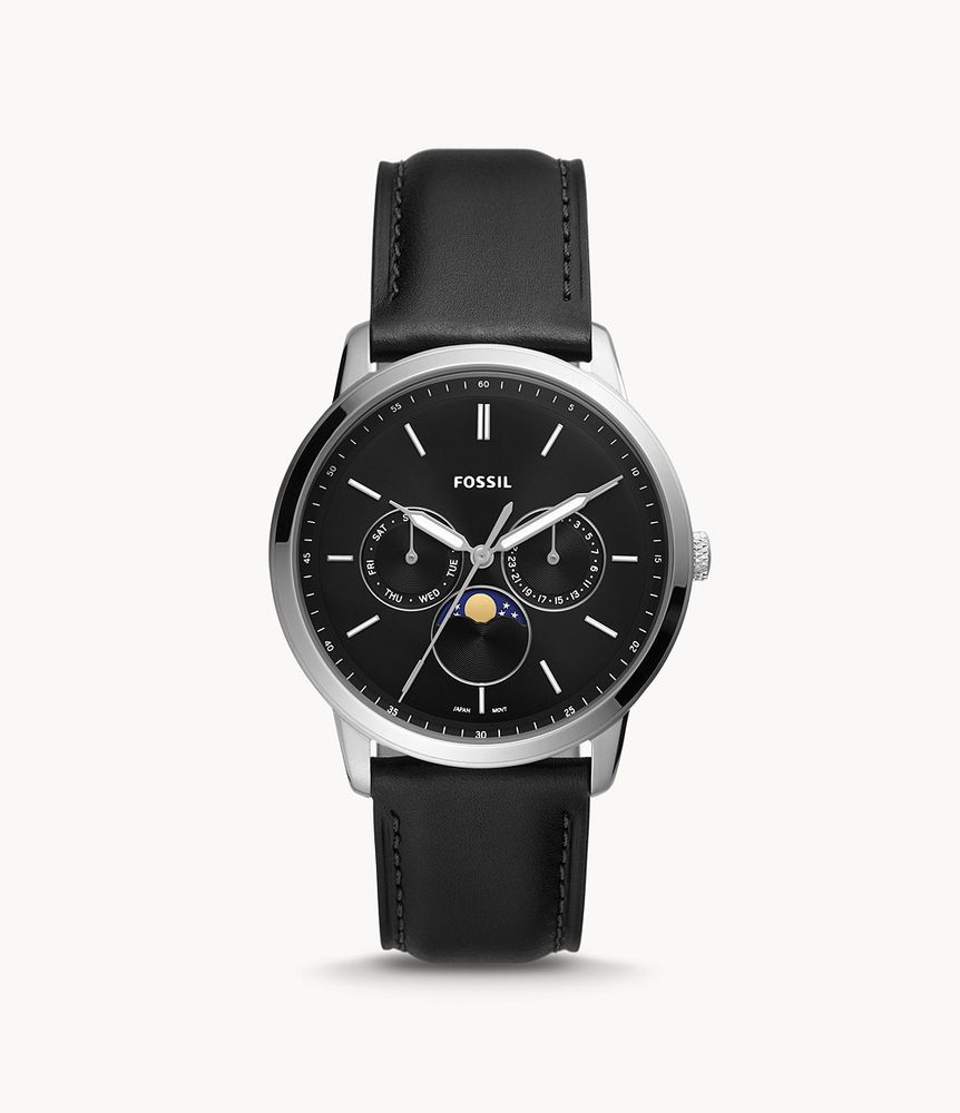 Neutra Moonphase Multifunction Black Eco Leather Watch - FS5904 - Fossil