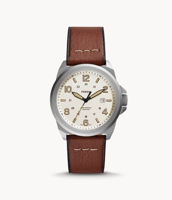 Bronson Three-Hand Date Medium Brown Eco Leather Watch