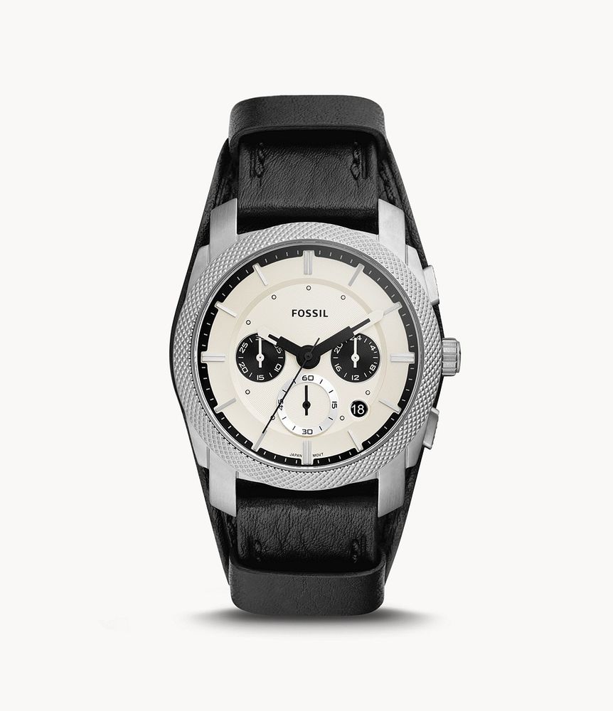 Machine Chronograph Black Eco Leather Watch