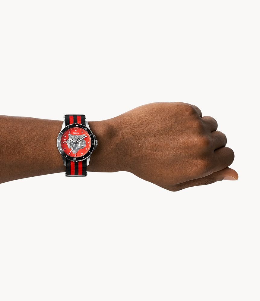 FB - 01 Three-Hand Black and Red Nylon Watch - FS5929 - Fossil