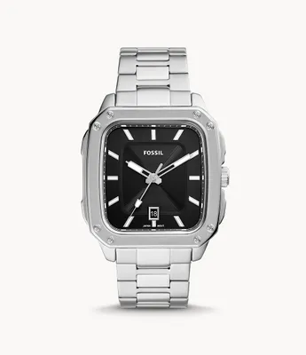 Montre  trois aiguilles avec date en acier inoxydable Inscription