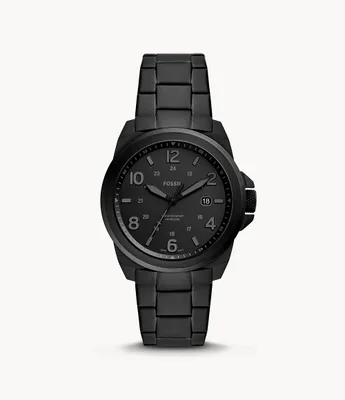 Bronson Three-Hand Date Black Stainless Steel Watch
