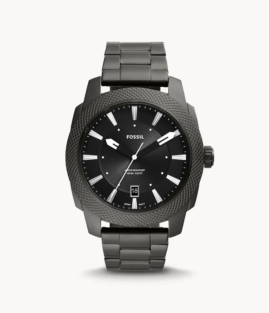 Machine Three-Hand Date Smoke Stainless Steel Watch