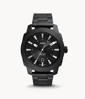 Machine Three-Hand Date Black Stainless Steel Watch