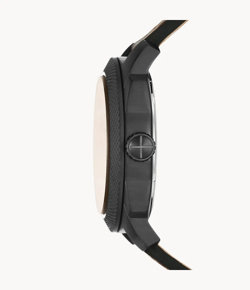 Machine Three-Hand Date Dark Brown LiteHide™ Leather Watch