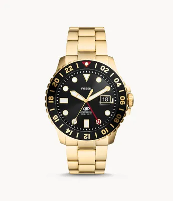 Blue GMT Gold-Tone Stainless Steel Watch