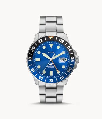 Blue GMT Stainless Steel Watch