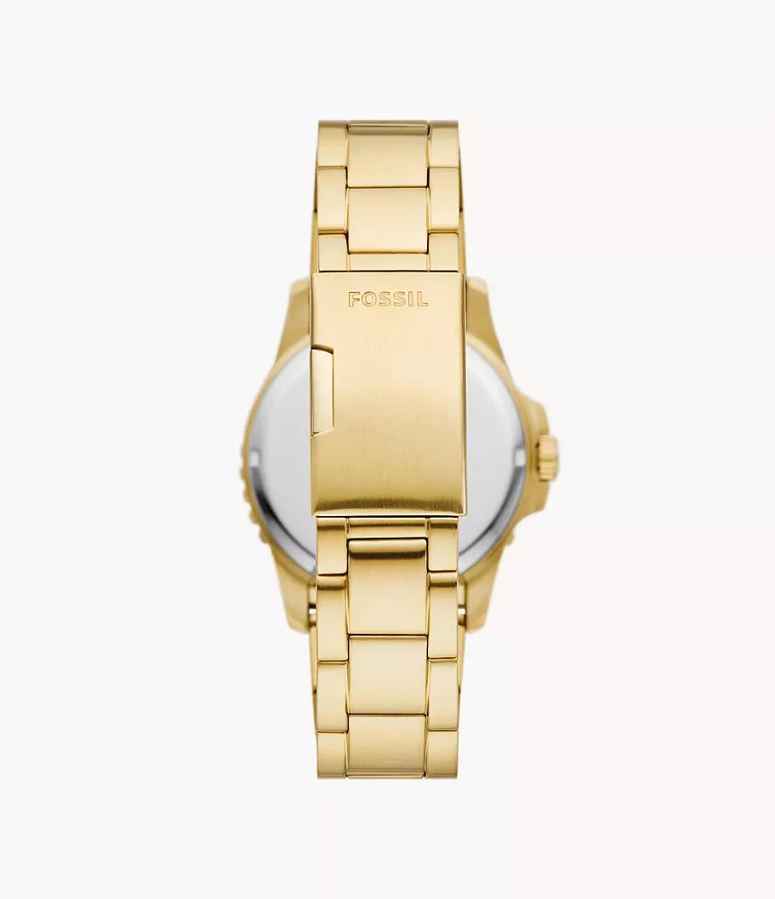 Fossil Blue Dive Three-Hand Date Gold-Tone Stainless Steel Watch