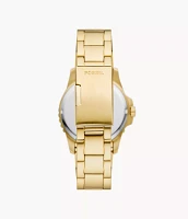 Fossil Blue Dive Three-Hand Date Gold-Tone Stainless Steel Watch