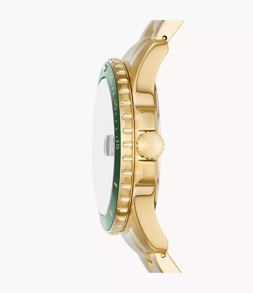 Fossil Blue Dive Three-Hand Date Gold-Tone Stainless Steel Watch