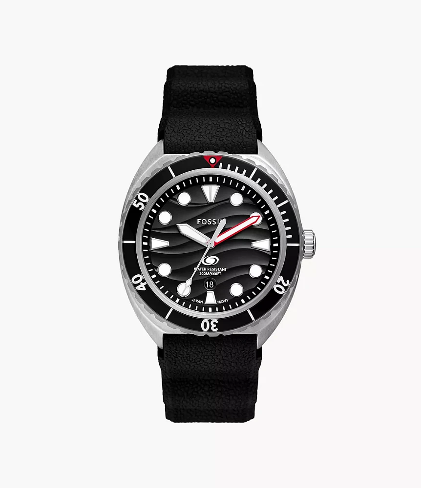 Breaker Three-Hand Date Black Silicone Watch