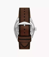 Everett Three-Hand Date Brown Leather Watch