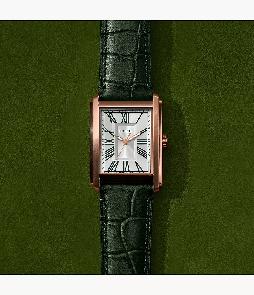 Carraway Three-Hand Green Croco LiteHide™ Leather Watch