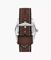 Machine Three-Hand Date Brown Leather Watch and Bracelet Set