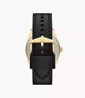 Machine Three-Hand Black Leather Watch