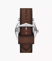 Machine Three-Hand Date Brown Leather Watch