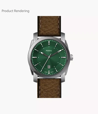 Machine Three-Hand Date Brown Leather Watch