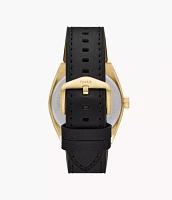 Everett Three-Hand Date Black Leather Watch