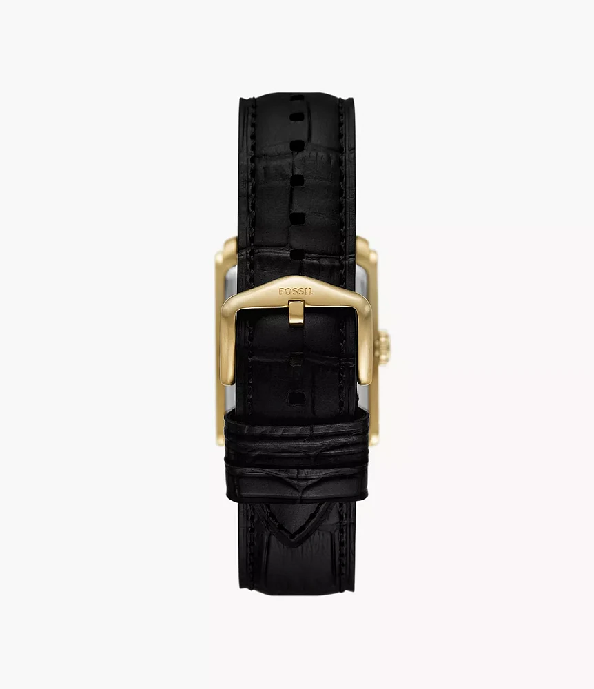 Carraway Three-Hand Black Croco Leather Watch