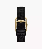 Carraway Three-Hand Black Croco Leather Watch