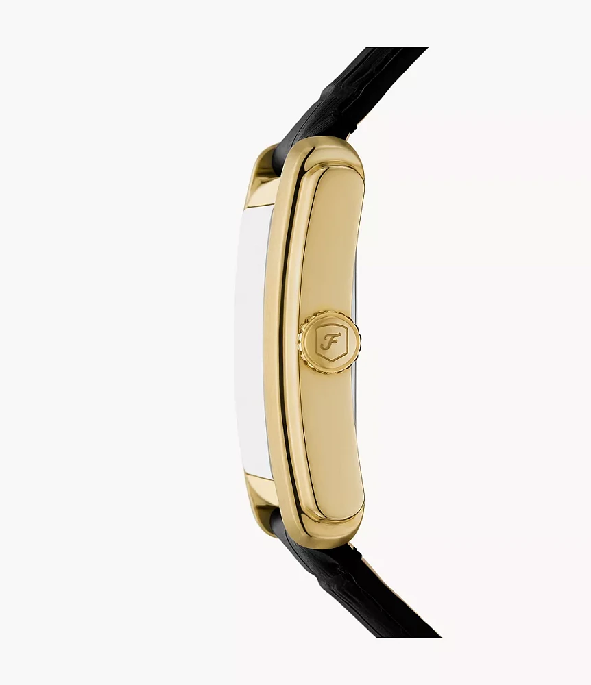 Carraway Three-Hand Black Croco Leather Watch