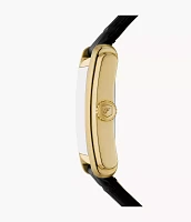Carraway Three-Hand Black Croco Leather Watch