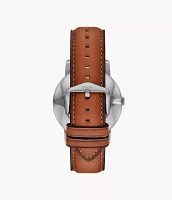 Minimalist Three-Hand Brown Leather Watch