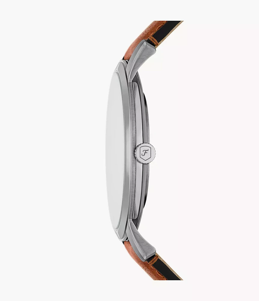 Minimalist Three-Hand Brown Leather Watch