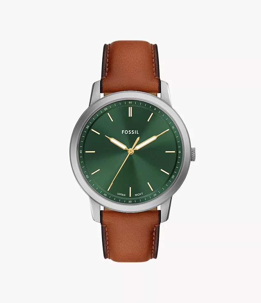 Minimalist Three-Hand Brown Leather Watch