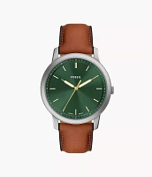 Minimalist Three-Hand Brown Leather Watch