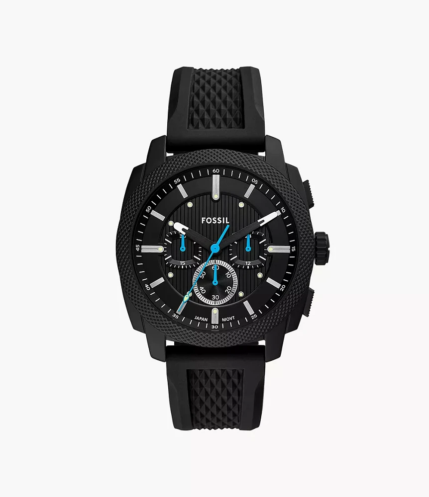 Machine Chronograph Black Silicone Watch