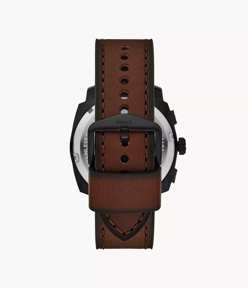 Machine Chronograph Brown Leather Watch and Bracelet Set