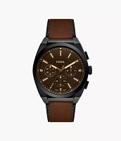 Everett Chronograph Brown Leather Watch