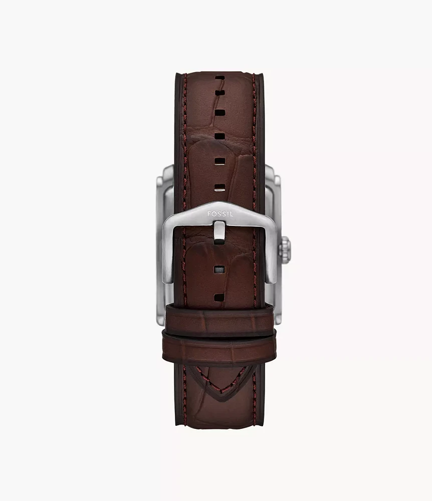 Carraway Three-Hand Brown Croco Leather Watch