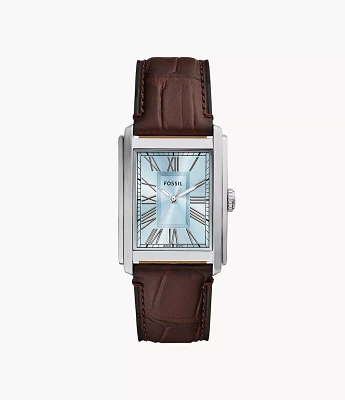 Carraway Three-Hand Brown Croco Leather Watch