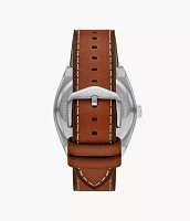 Everett Three-Hand Date Brown Leather Watch