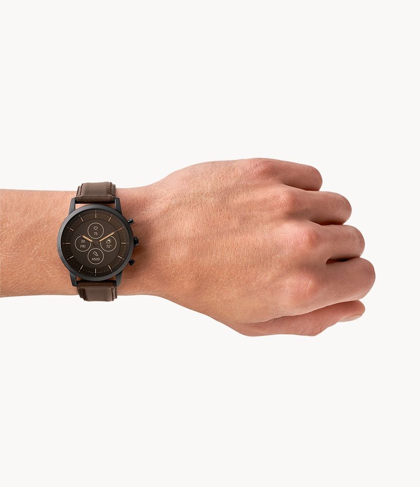 Hybrid Smartwatch HR Collider Dark Brown Leather and Rubber - FTW7008 - Fossil