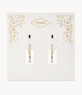 Stevie All Stacked Up Blue Crystal and Gold-Tone Brass Hoop Earring Set - JA7096710 - Fossil