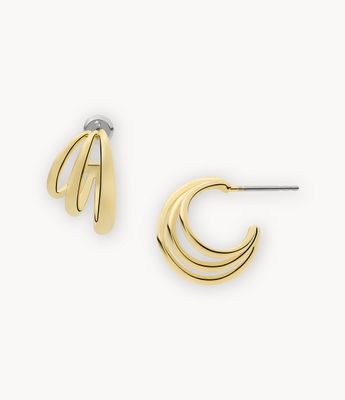 Sadie All Stacked Up 14K Gold Plated Brass Hoop Earrings - JA7124710 - Fossil
