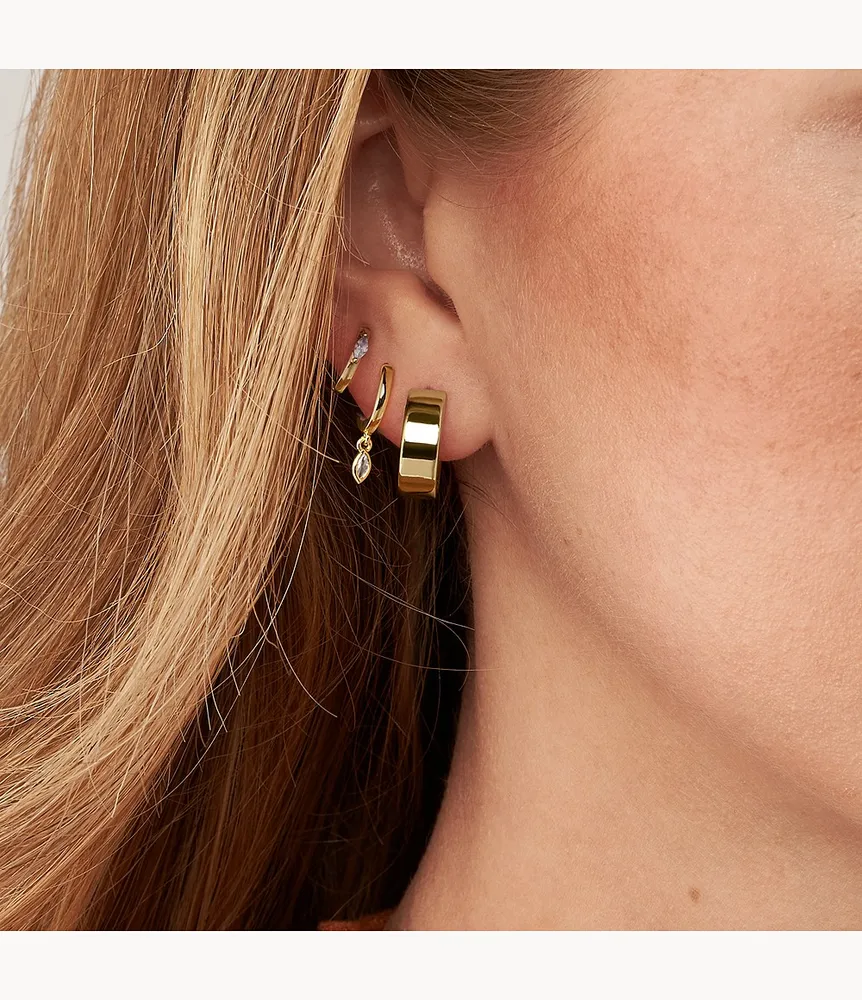 All Stacked Up Gold-Tone Brass Earrings Set
