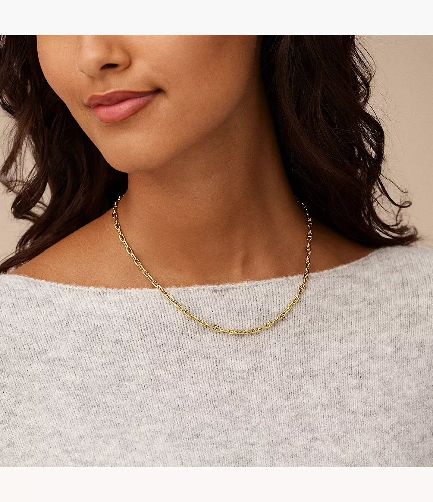 Heritage D-Link Gold-Tone Brass Anchor Chain Necklace