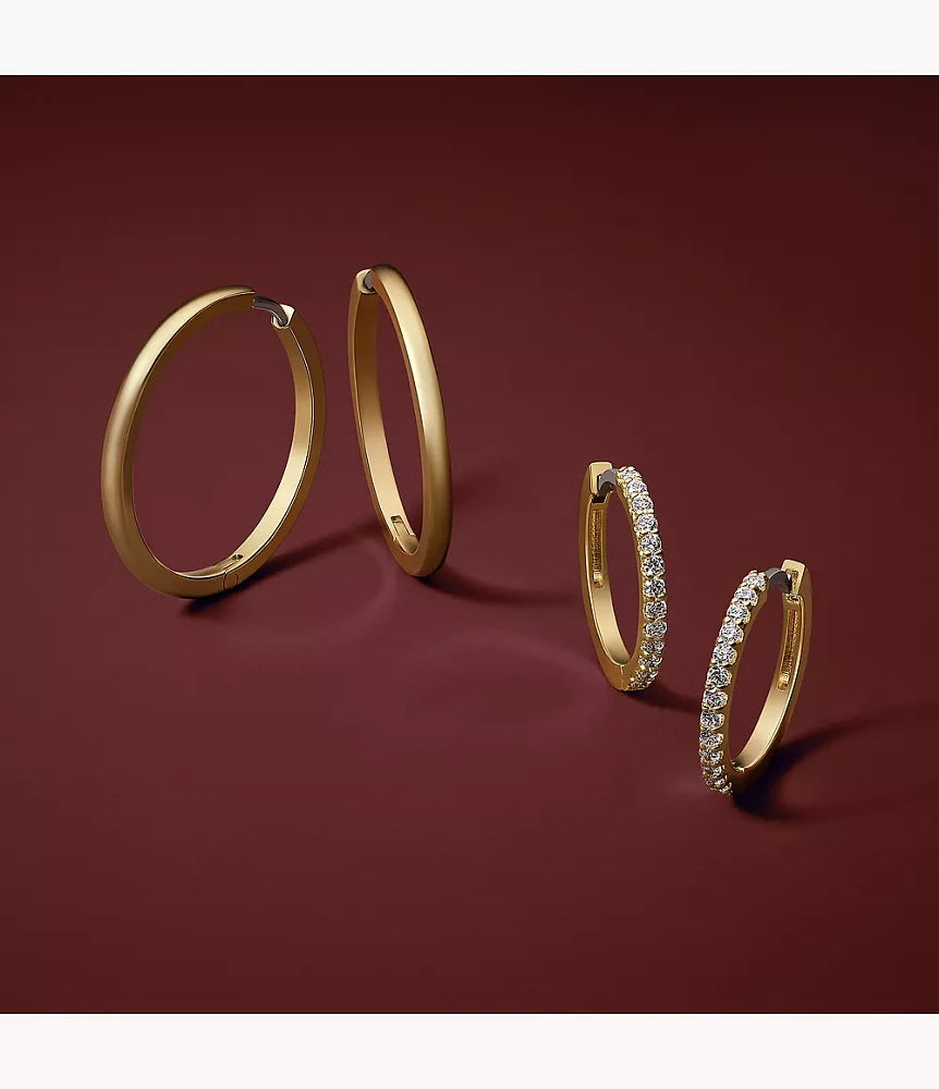 Ellis All Stacked Up Gold-Tone Brass Glitz Hoop Earrings