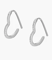 All Stacked Up Silver-Tone Brass Whisper Hoop Earrings
