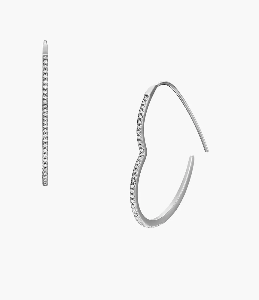 All Stacked Up Silver-Tone Brass Whisper Hoop Earrings