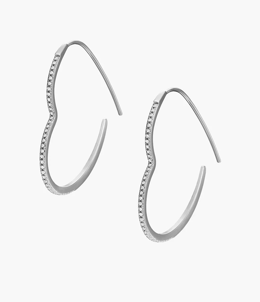 All Stacked Up Silver-Tone Brass Whisper Hoop Earrings