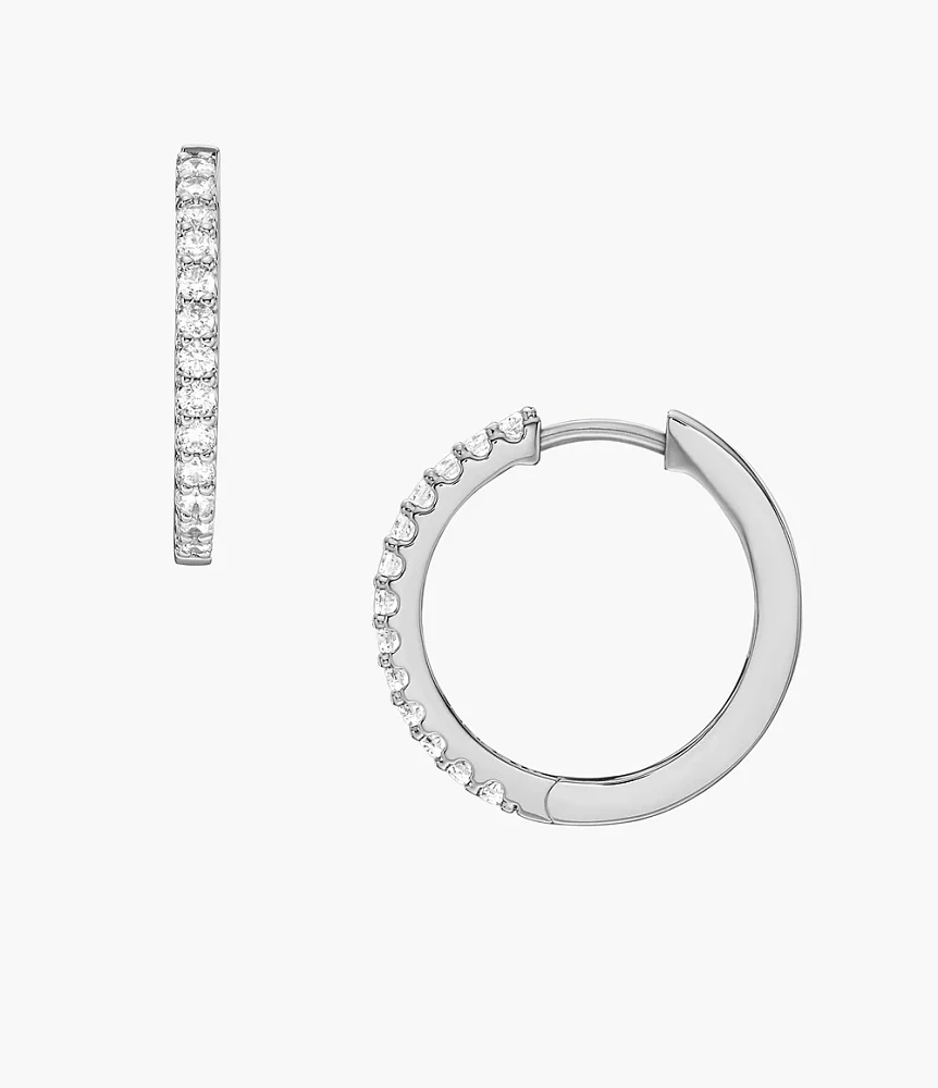 Ellis Pavé Glitz Silver-Tone Brass Hoop Earrings