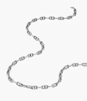 Heritage D-Link Silver-Tone Brass Chain Necklace